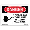 Signmission OSHA Danger Sign, 3.5" Height, 5" Width, Electrical Box Covers Must Be Closed, Landscape, 10PK OS-DS-D-35-L-1193-10PK